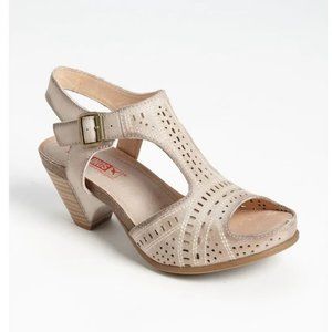 Pikolinos Moraira heeled peep toe sandle - "Smoke" - 41 / 9.5